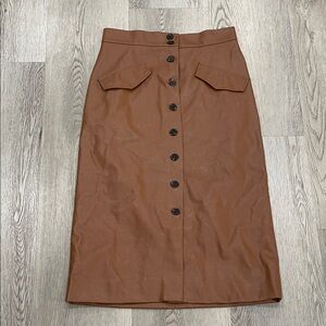H&M Brown Button-Down Midi Skirt